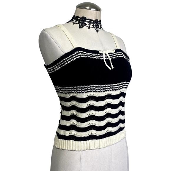 Adorable Knit Striped Coquette Gothic Emo Cropped Tank - Picture 2 of 11